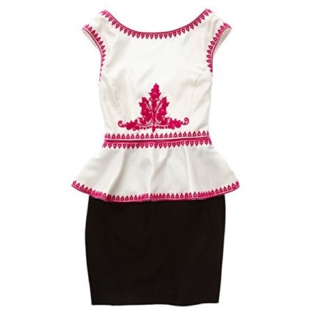 Pearl Georgina Chapman of Marchesa Peplum Party Cocktail Dress Sz 12